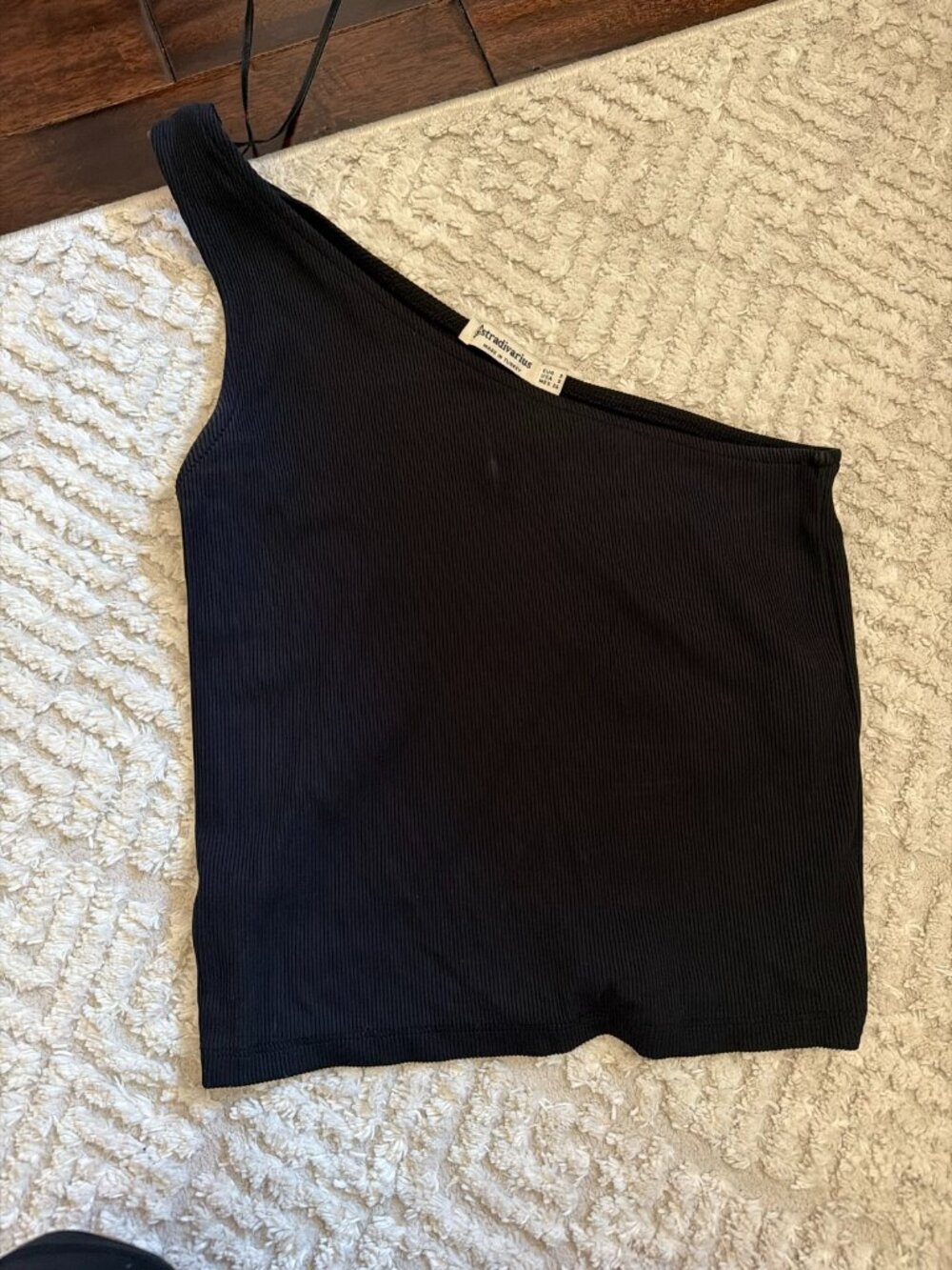Stradivarius One Shoulder Knit Top Black Size Small